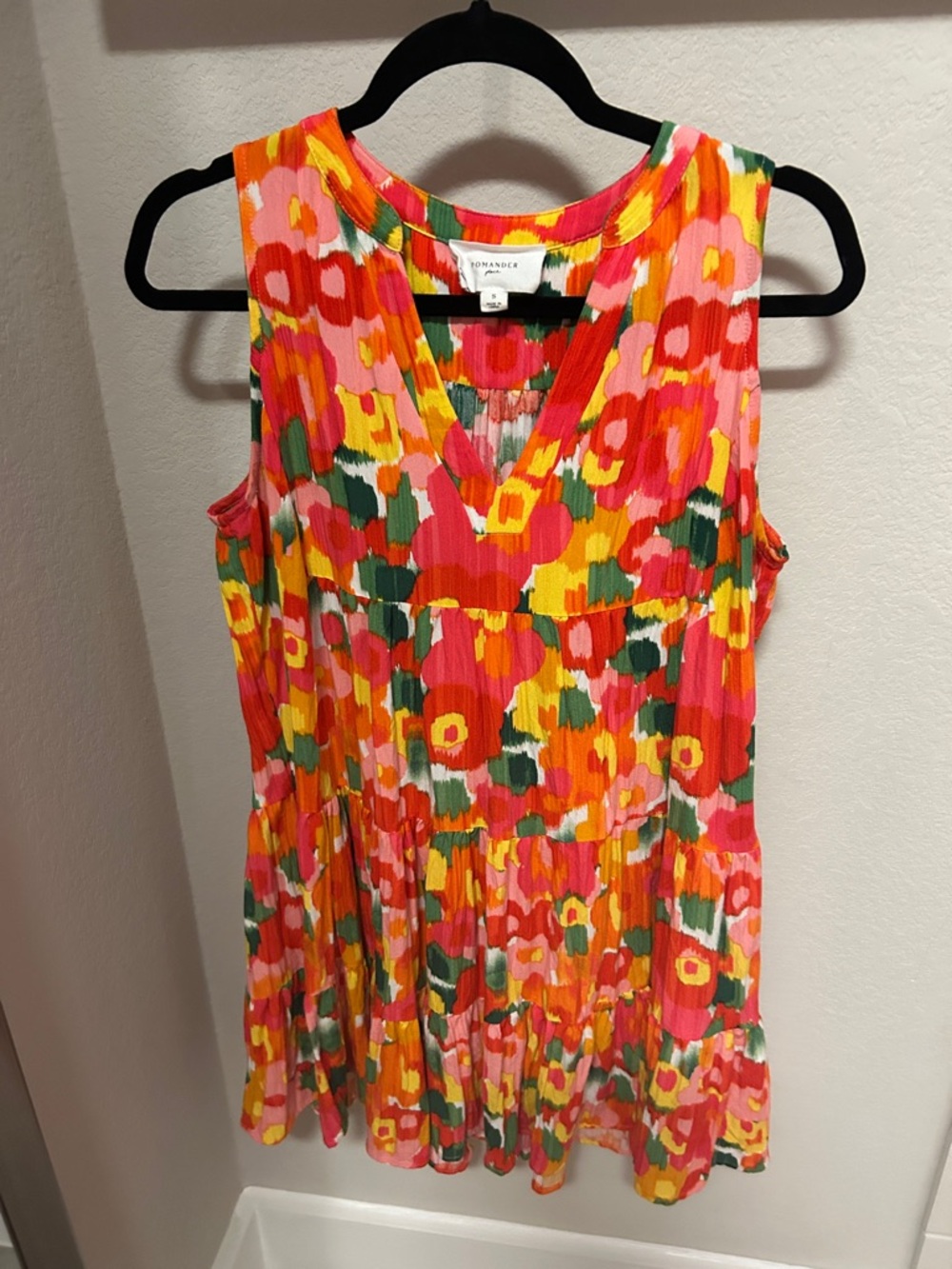 Pomander Place Sleeveless Floral Mini Dress - Pink, Yellow, Green, Orange